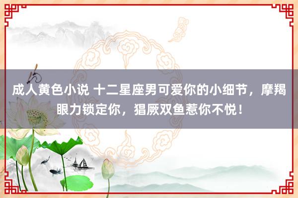 成人黄色小说 十二星座男可爱你的小细节，摩羯眼力锁定你，猖厥双鱼惹你不悦！