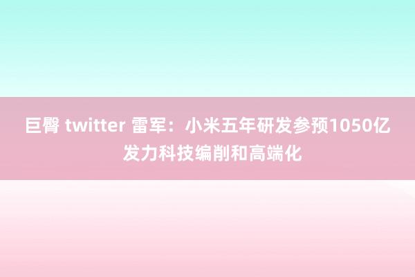 巨臀 twitter 雷军：小米五年研发参预1050亿  发力科技编削和高端化